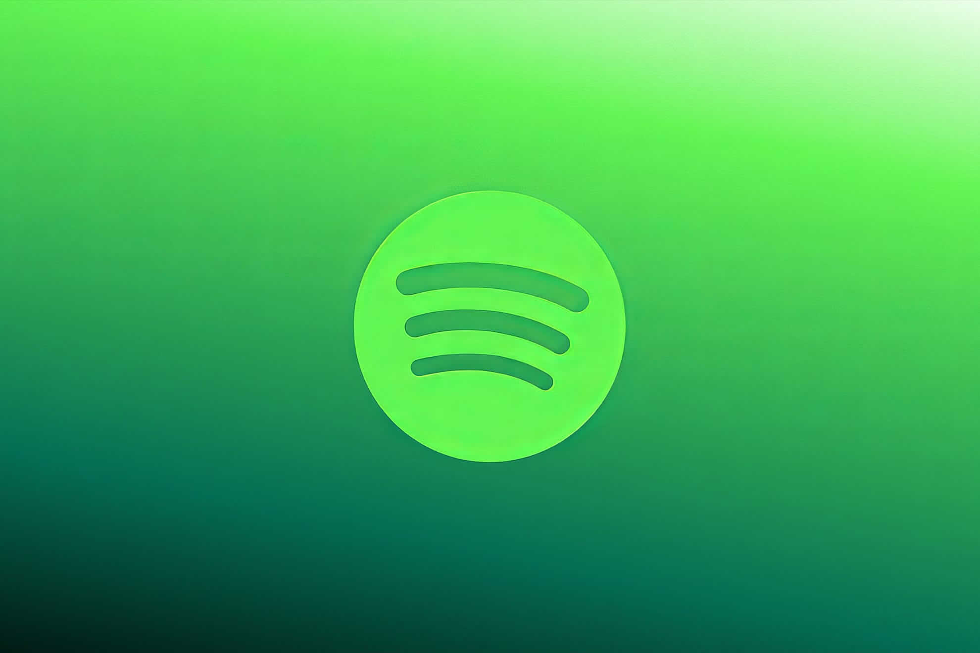 A green circle with three curved black lines, representing the Spotify logo, is centred on a gradient background transitioning from bright green at the top to dark teal at the bottom. The design is minimalistic with no text or additional elements.