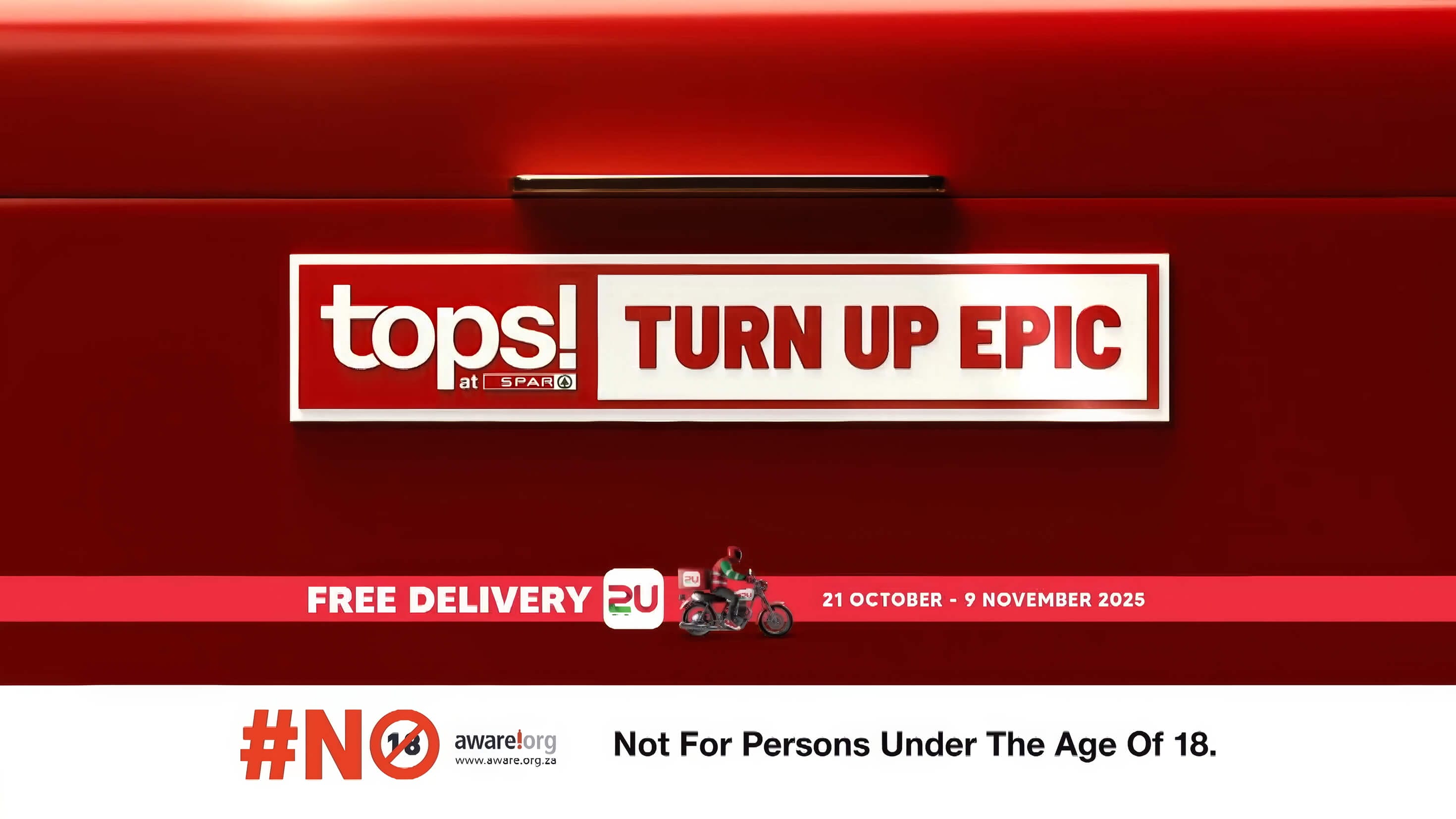 A bold red advert for Tops at Spar with 